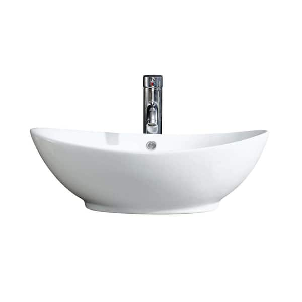 Fine Fixtures Modern Ceramic Oval Vessel Bathroom Sink with Overflow &  Reviews