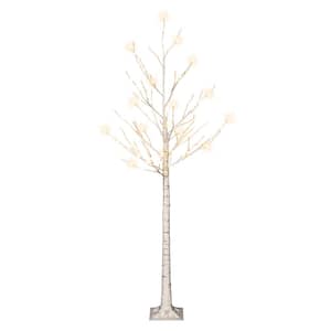 6 ft. White Pre-Lit Multi-Function Twig Artificial Christmas Tree Set of 2 with 128 Warm White Light