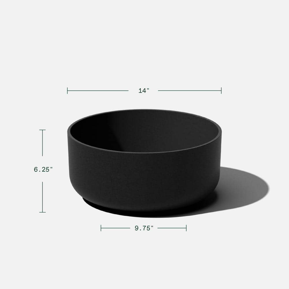 Black Round Plastic-Stone Composite Indoor/Outdoor Planter