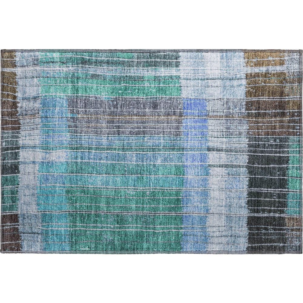 Mayfield Premium Machine Washable Abstract AMF1962 Teal 2 ft. x 3 ft. Accent Rug price history on PriceWatchPro