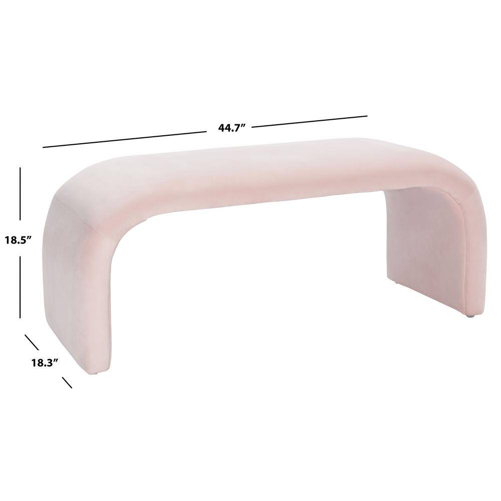 Tenko Light Pink Velvet Modern Accent Bench