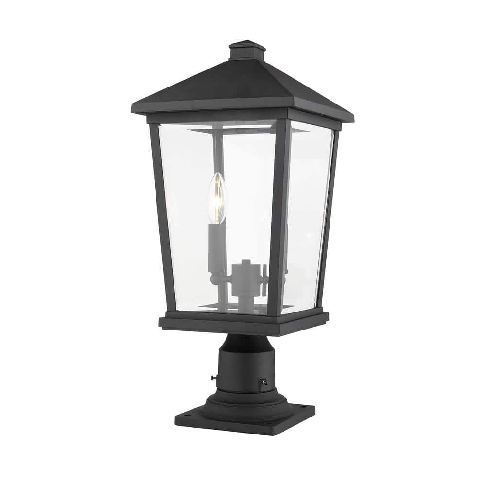 Black Metal Outdoor Lantern with Candelabra Base