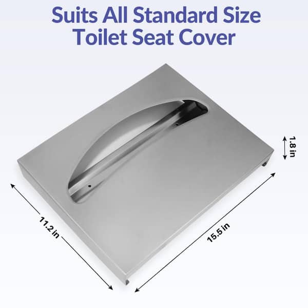 Stainless Steel Toilet Seat Cover Dispenser, Wall Mount Single or 1/2 Fold Large Toilet Seat Covers Holder, Nickel