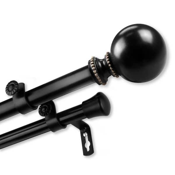 Unbranded 28 in. to 48 in. Adjustable 13/16 in. Stevie Double Curtain Rod in Black