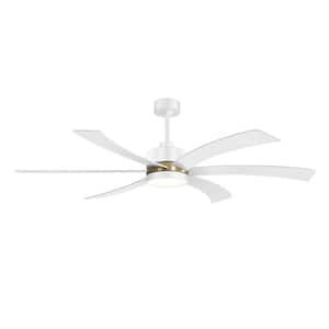 Anselm 65 in. Integrated LED Indoor White and Gold Ceiling Fan with Light and Remote Control Included