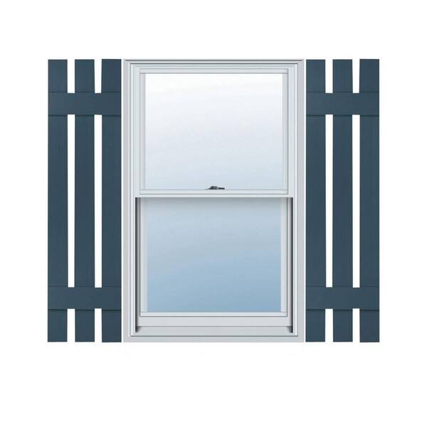 Ekena Millwork 12 in. x 40 in. Lifetime Vinyl TailorMade Three Board Spaced Board and Batten Shutters Pair Classic Blue