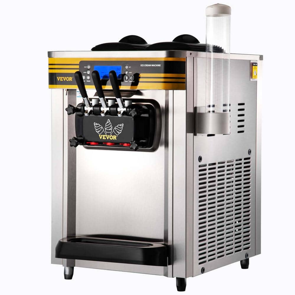 Commercial Ice Cream Maker 2350-Watt Countertop Soft Serve Machine 22-30 l/H Yield Frozen Yogurt Maker w/2 x 6 l Hopper