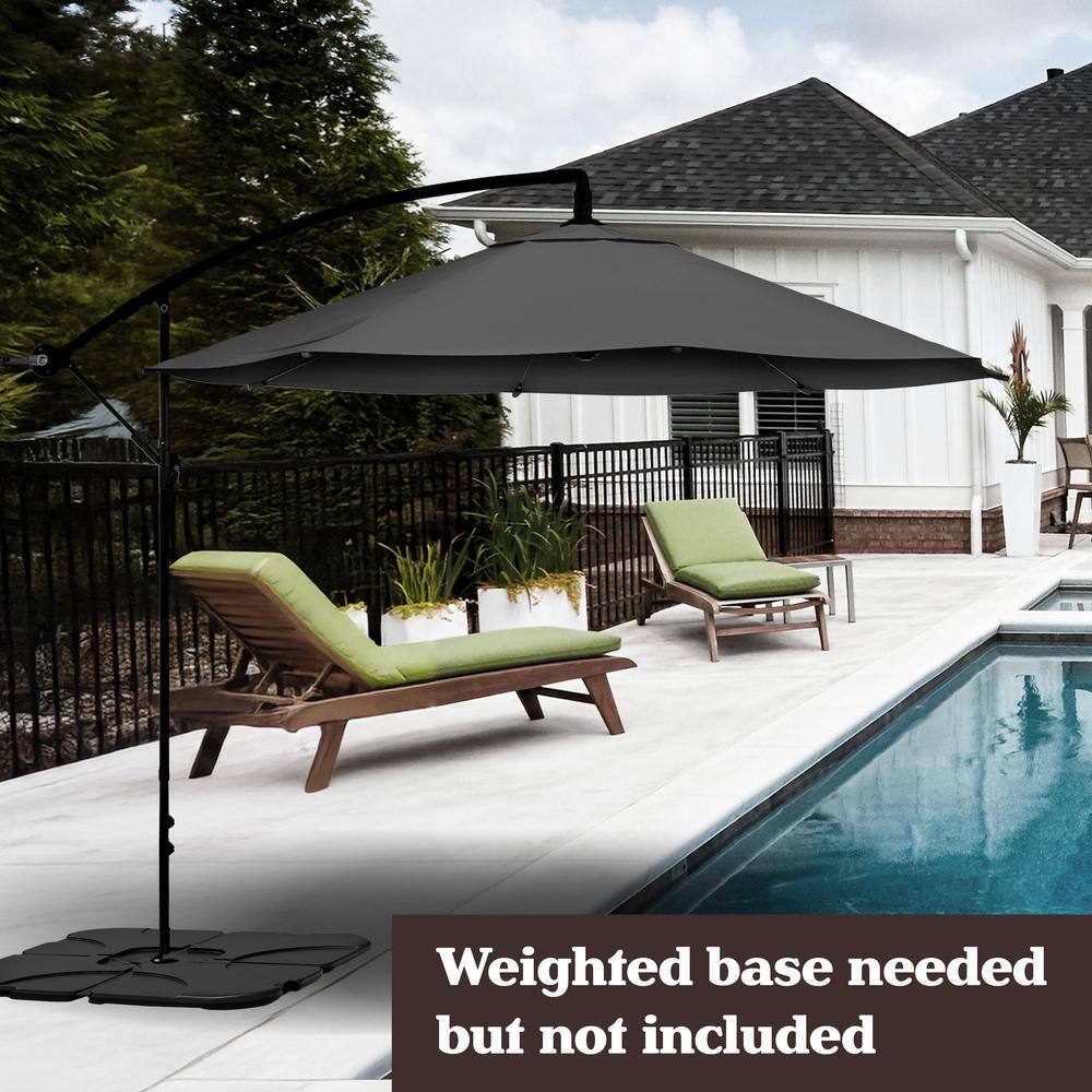 10-Foot Gray Aluminum Cantilever Patio Umbrella with Crank Lift