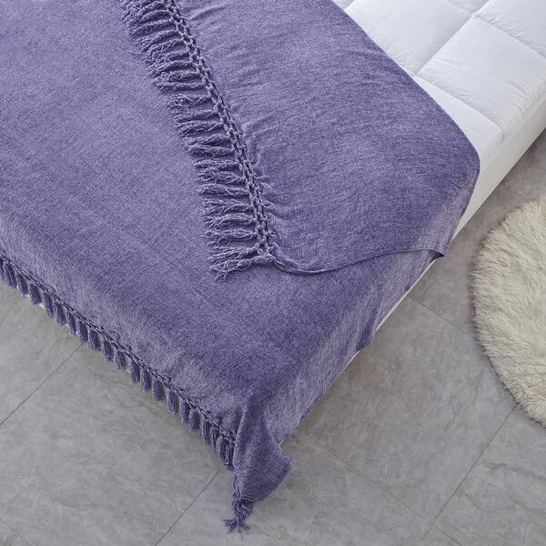COZY TYME Susanna Purple Chenille Polyester 50 in. x 60 in. Throw