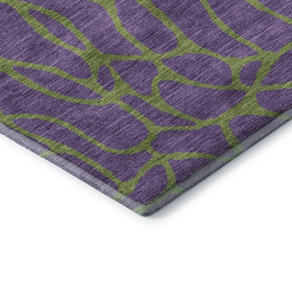 Mayfield Premium Machine Washable Abstract AMF1023 Purple 2 ft. 3 in. x 7 ft. 6 in. Runner Rug