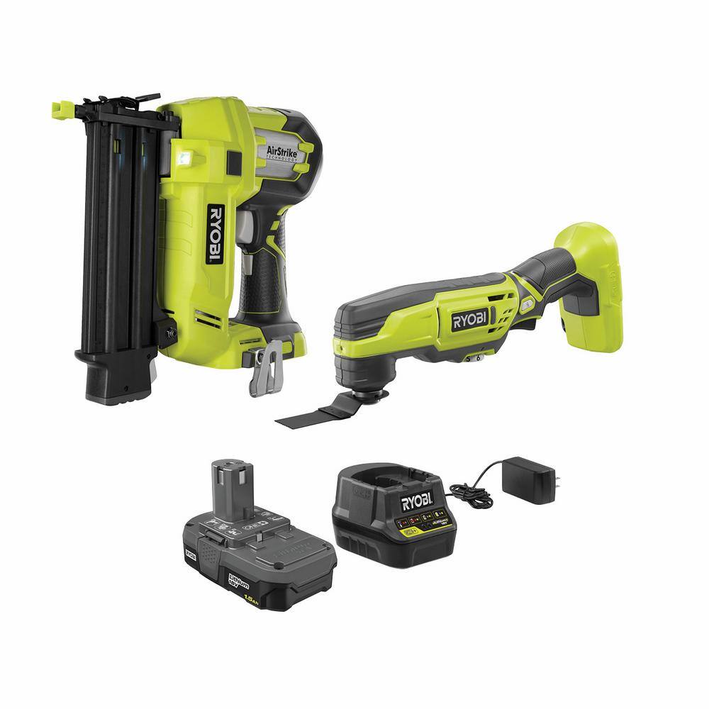 RYOBI 18V ONE+ Cordless 18Gauge Brad Nailer and MultiTool Combo Kit