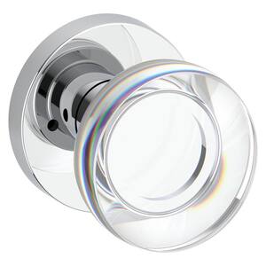 Privacy Contemporary Crystal Polished Chrome Bed/Bath Door Knob with Round Rose