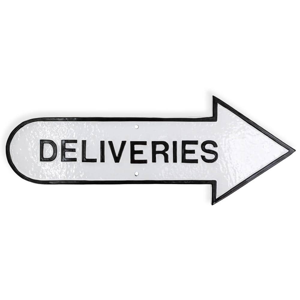 6 in. x 15.5 in. Right Arrow Deliveries Statement Plaque Sign-White/Black price history on PriceWatchPro