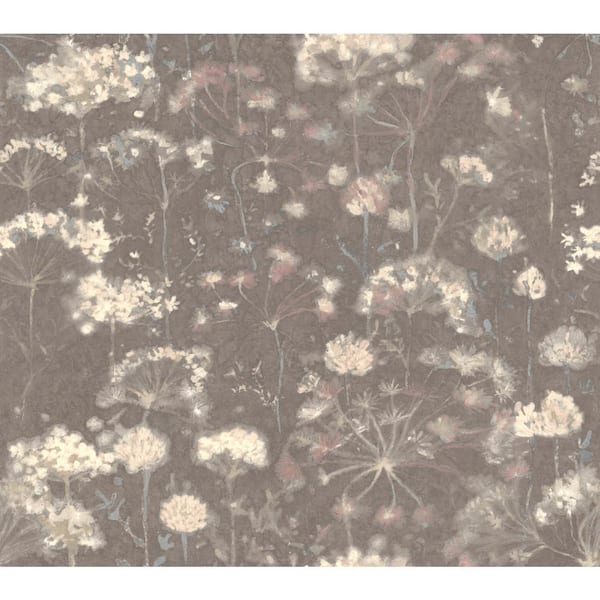 York Wallcoverings Dark Grey Botanical Fantasy Unpasted Paper Matte Wallpaper, 27 in. by 27 ft.