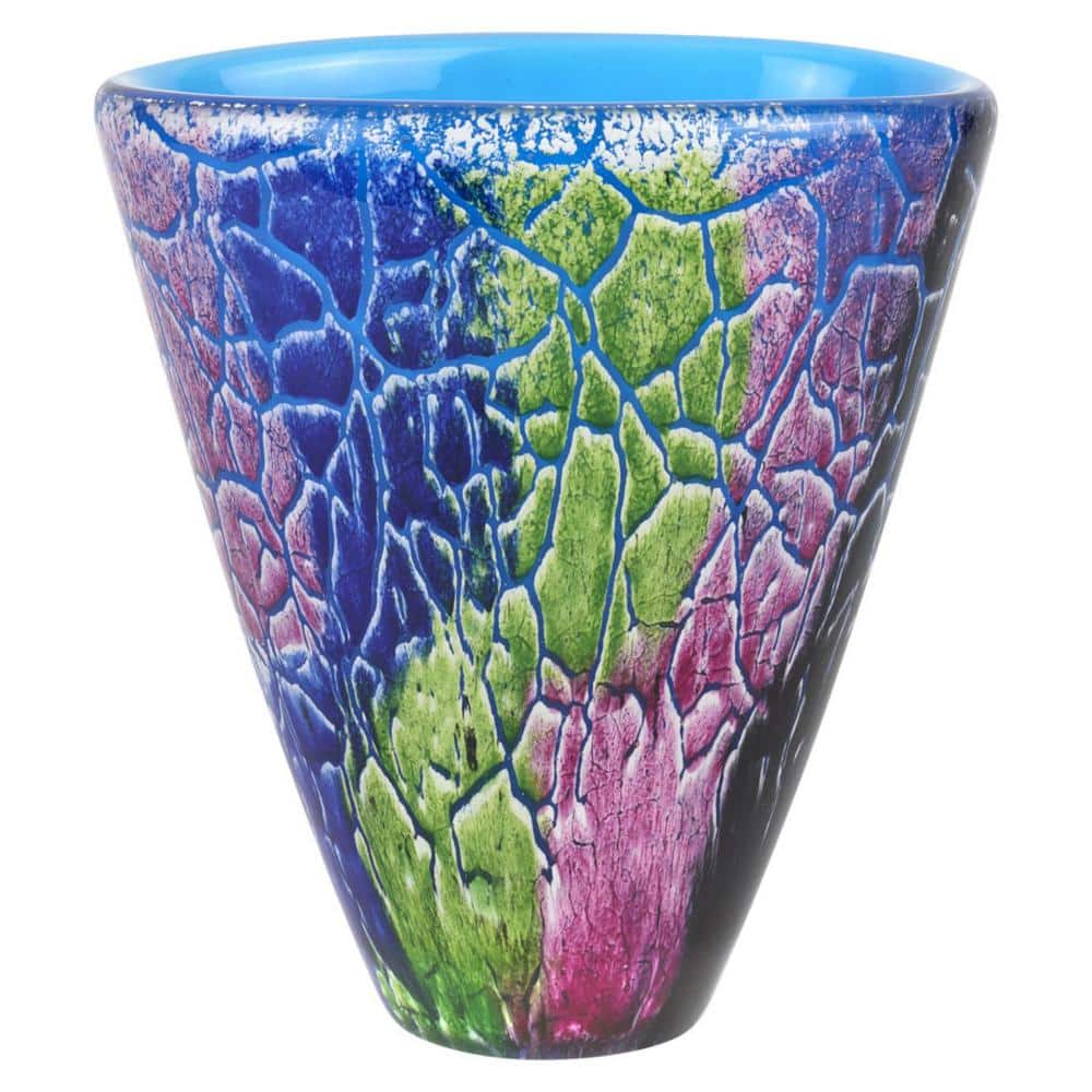 HomeRoots 7.5 in. Multi-Colored Glass Pot Decorative Vase 2000476256 ...