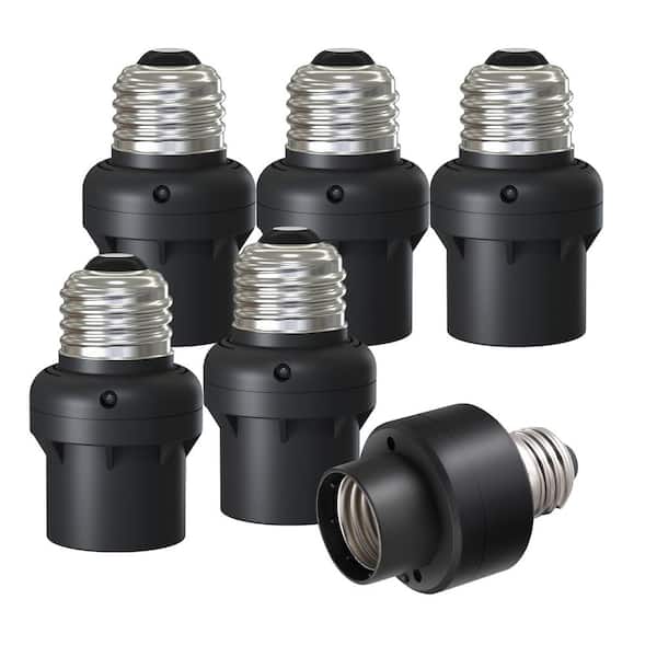DEWENWILS 100-Watt Incandescent/CFL/LED/Halogen Screw-In Dusk to Dawn Light Control Sensor Socket, Black (6-Pack)