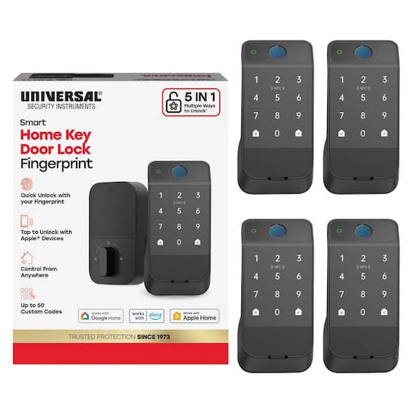 Black Single-Cylinder Smart Lock Wi-Fi Touchscreen Thumbturn Deadbolt with Finger Touch and Apple HomeKey (4-Pack)