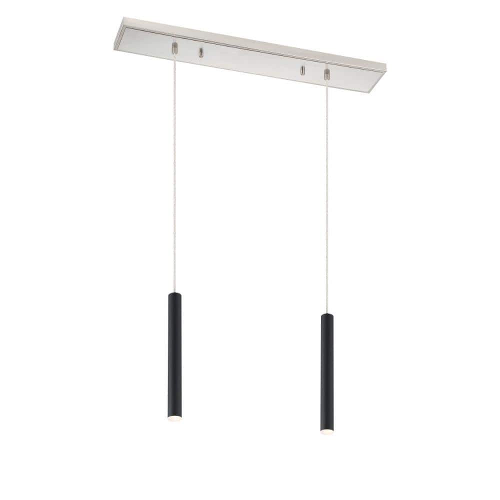 Forest 5 W 2 Light Brushed Nickel Integrated LED Shaded Chandelier with Mat