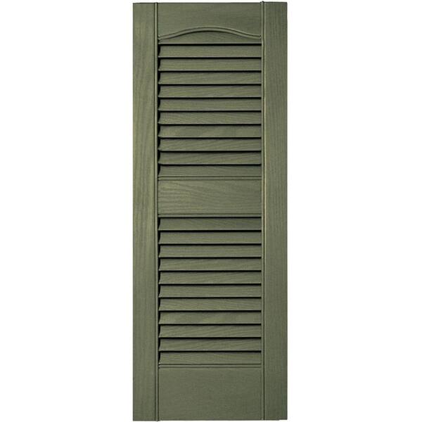 Builders Edge 12 in. x 31 in. Louvered Vinyl Exterior Shutters Pair in #282 Colonial Green