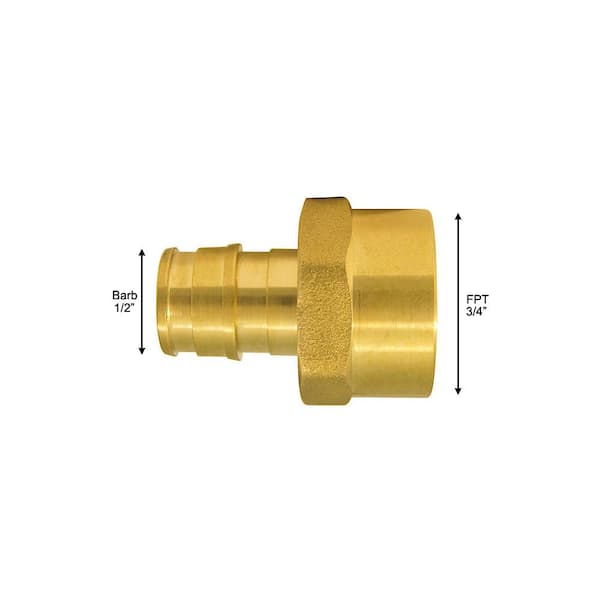 Apollo 1 2 In Brass Pex A Barb X 3 4 Fnpt Reducing Female Adapter Epxfa1234 The Home Depot