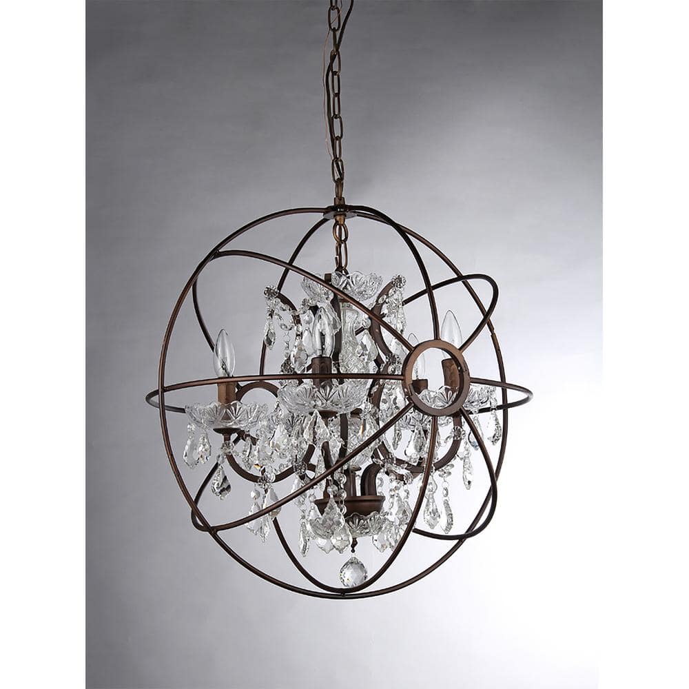Antique Bronze Crystal Cage Chandelier 33"x23"
