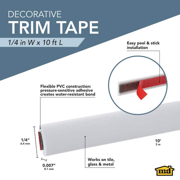 White 1/4 in. Decorative Trim Tape 10 ft.