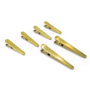 Set of 6 Stainless Gold Clothespin Style Cookie Alligator Clips