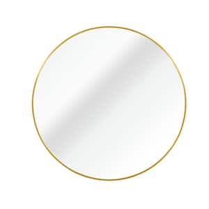 20 in. Round Wall Mounted Brushed Aluminum Framed Bathroom Vanity Mirror in Gold