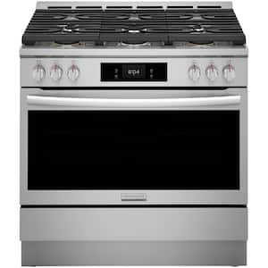 Gallery 36 in. 6-Burner Slide-In Dual Fuel Range in Stainless Steel with Total Convection and Air Fry