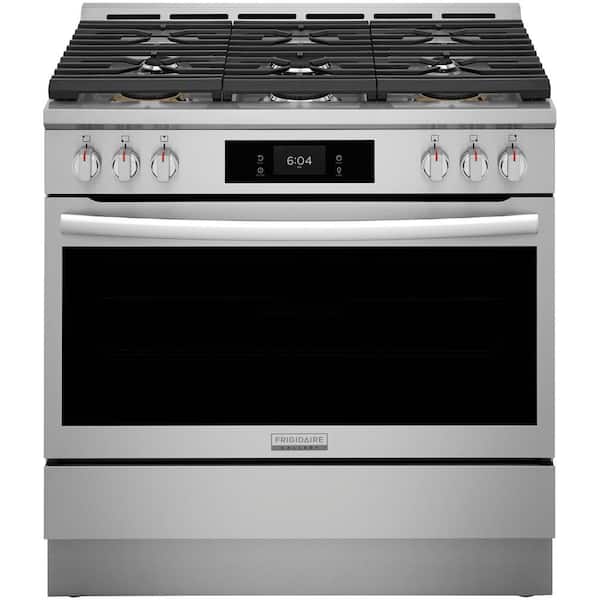 Frigidaire Gallery 36 in. 6-Burner Slide-In Gas Range in Stainless Steel with Total Convection and Air Fry