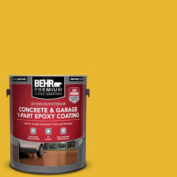 BEHR PREMIUM 1 gal. #OSHA-6 OSHA SAFETY YELLOW Self-Priming 1-Part Epoxy Satin Interior/Exterior Concrete and Garage Floor Paint