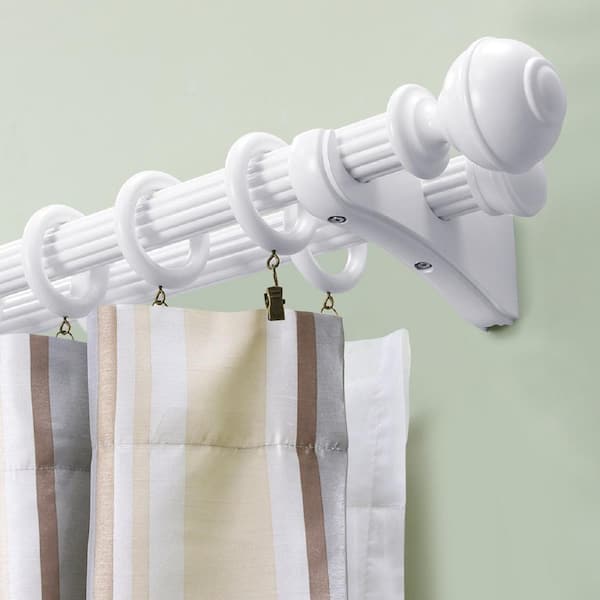 Mix And Match White Wood Double 7 in. Projection Curtain Rod Bracket (Set of 2)