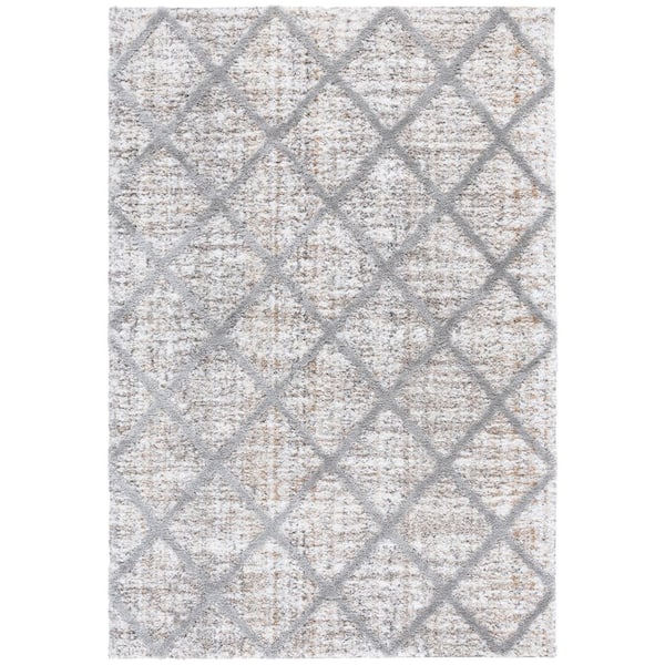 Everett Shag 5 ft. x 7 ft. Ivory/Gray Contemporary Diamond Trellis Area Rug
