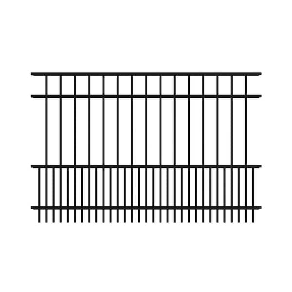 Benson 4 ft. x 6 ft. Black Aluminum Puppy Picket Fence Panel