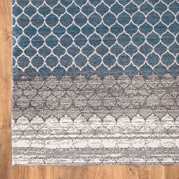 StyleWell Blue Tile Geo 3 ft. x 4 ft. Area Rug 22763 - The Home Depot