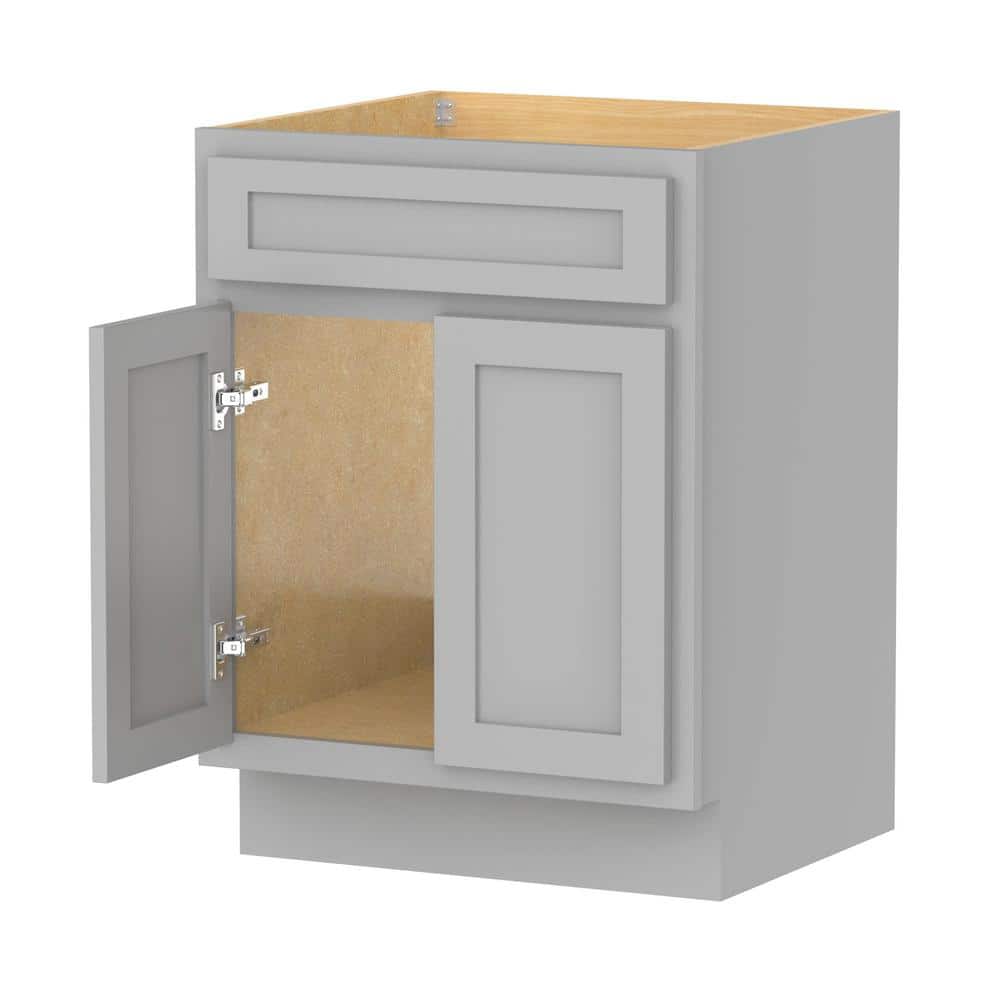 Gray 24" Freestanding Shaker-Style Vanity Cabinet