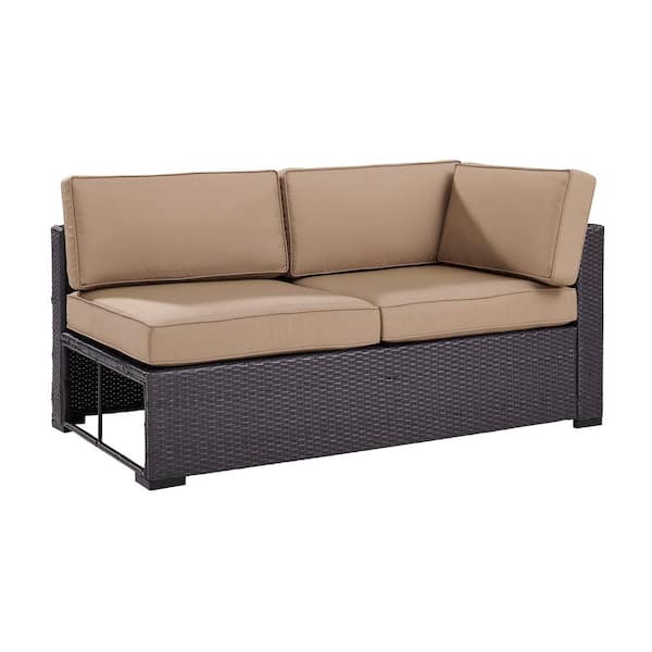 CROSLEY FURNITURE Biscayne Wicker Outdoor Sectional Loveseat with Mocha Cushions