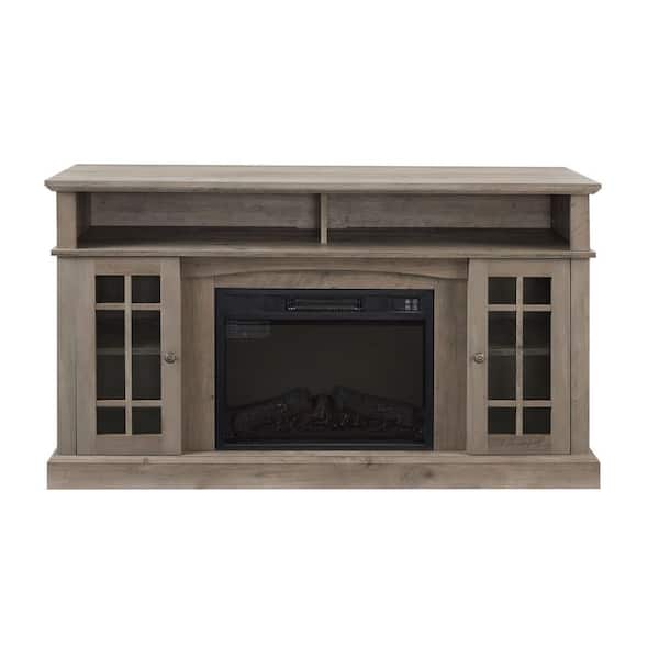 58 in. Freestanding Infrared Electric Fireplace in Gray Wash
