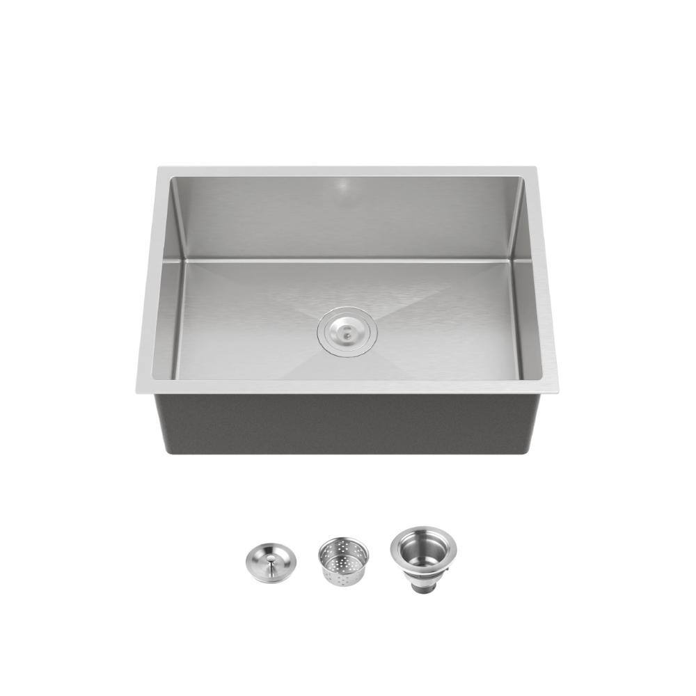 27 in. Undermount Single Bowl 20-Gauge Brushed Nickel Stainless Steel Kitchen Sink with Bottom Grids price history on PriceWatchPro