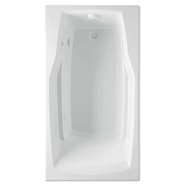 Aquatic Derby 60 in. Rectangular Drop-In Whirlpool Bathtub Acrylic Reversible Drain with Heater in White