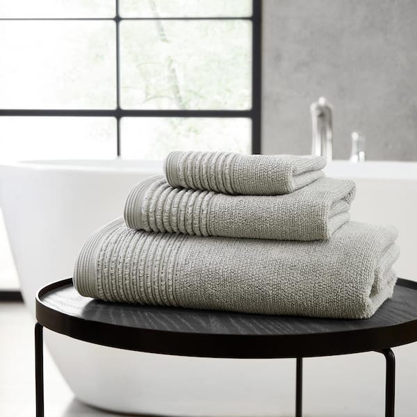StyleWell Quick Dry Cotton Shadow Gray Ribbed 6-Piece Bath Towel Set