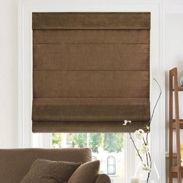 Belgian Chocolate Cordless Light Filtering Privacy Polyester Roman Shades 27 in. W x 64 in. L