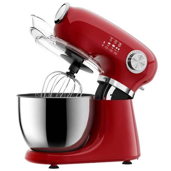 Stand Mixer, 12 Speeds Tilt-Head Electric Stand Mixer, 3-In-1 Kitchen Mixer with Bowl, Dough Hook, Red