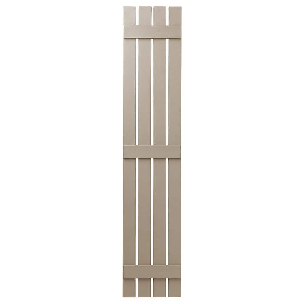 Ply Gem 16 in. x 81 in. Polypropylene 4 Board Open Board and Batten Shutters Pair in Pebblestone