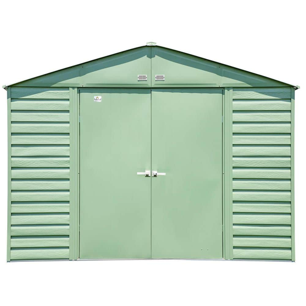 Arrow 10 ft. x 14 ft. Green Metal Storage Shed With Gable Style Roof 129 Sq. Ft.