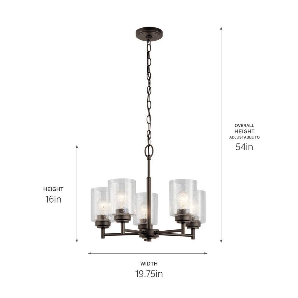Winslow 5-Light Bronze Mini Chandelier with Clear Glass