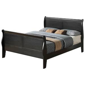 Louis Philippe Black Full Sleigh Bed with High Footboard