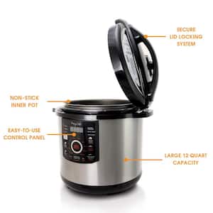 12 Qt. Black and Silver Electric Pressure Cooker with Automatic Shut-Off and Keep Warm Setting