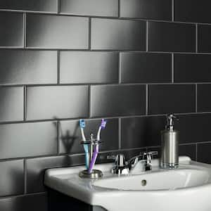 Piscina Brick Nero Brillo 4-3/4 in. x 9-5/8 in. Porcelain Floor and Wall Tile (11.22 sq. ft./Case)