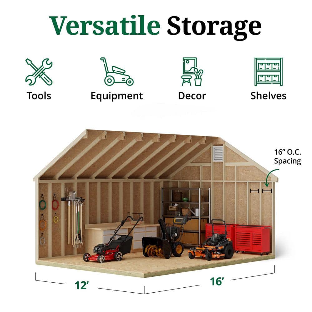 Colonial Pinehurst 12' x 16' Brown Wood Storage Shed with Windows